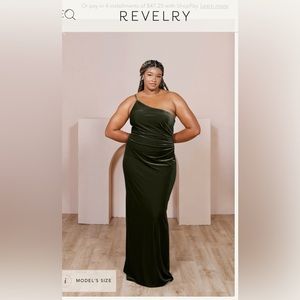 Revelry Olive Bridesmaid Dress size 2 in velvet